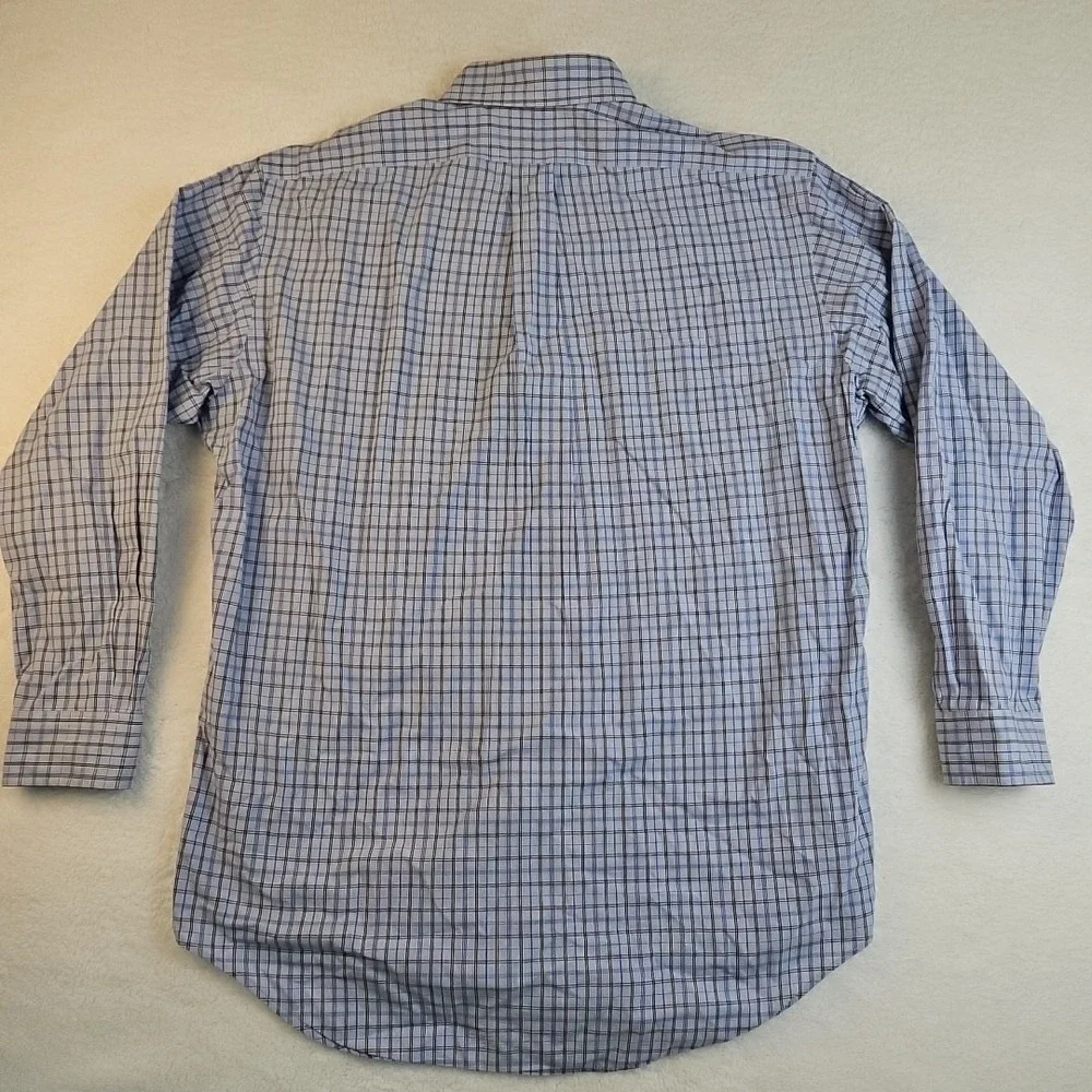 Polo Ralph Lauren Shirt Yarmouth Blue Oxford Check Button Mens 15-1/2 x 32/3 L/S